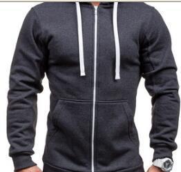 Men's Fashion Solid Color Hooded Zip Jacket