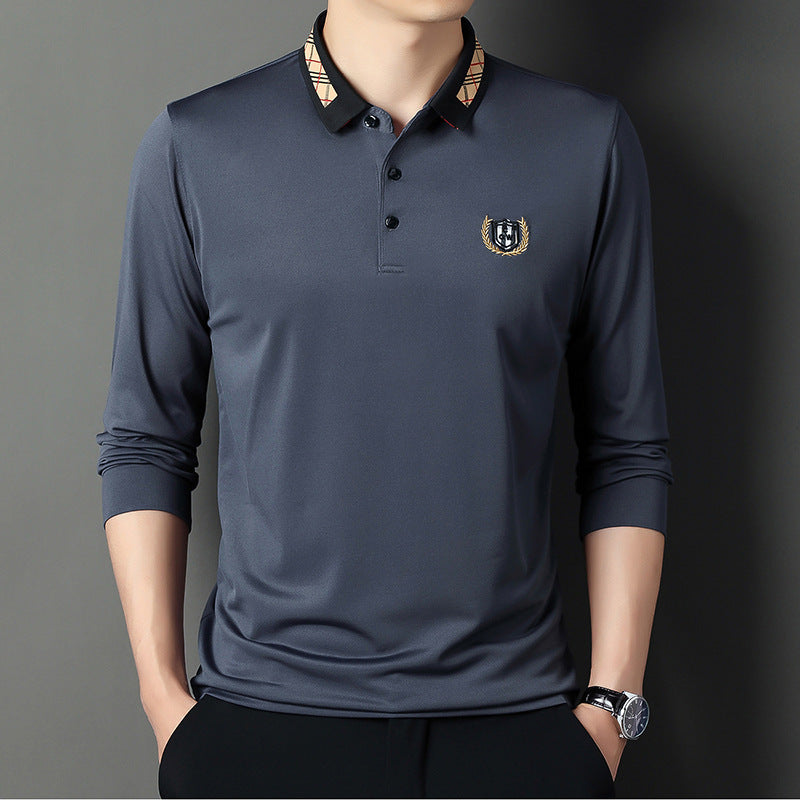 Dad Autumn Long-sleeved T-shirt With Lapel Base For Middle-aged Man