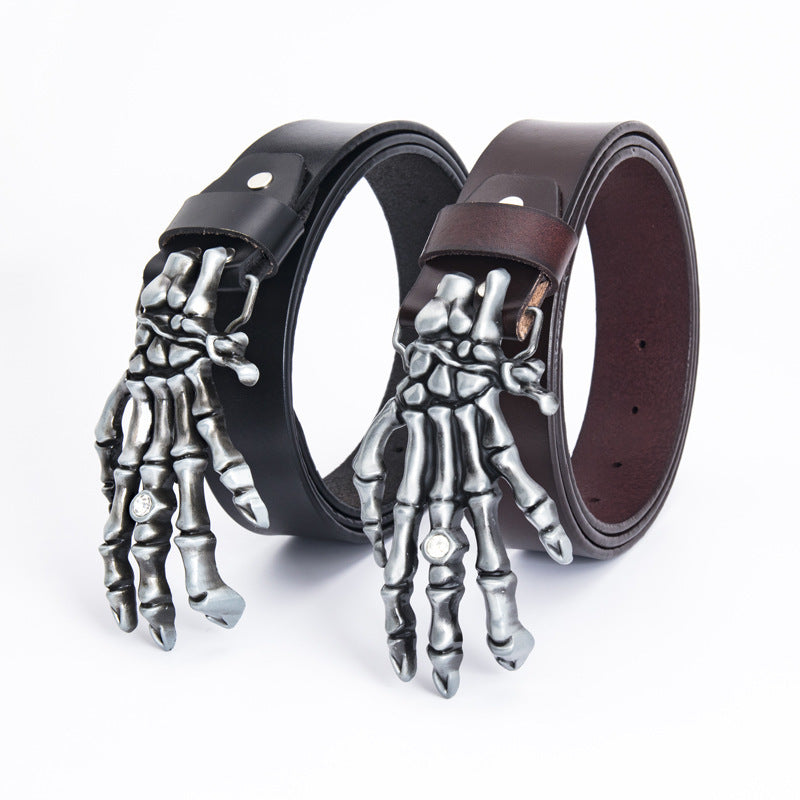 Men's Leather Belt Skull Big Head  Claw Outdoor Rider