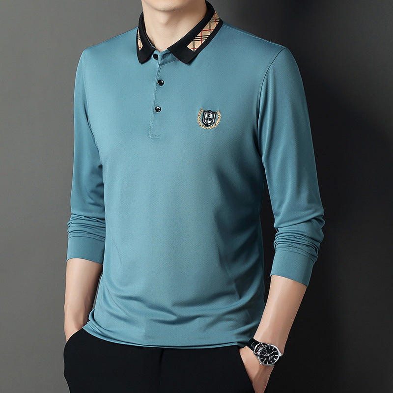 Dad Autumn Long-sleeved T-shirt With Lapel Base For Middle-aged Man