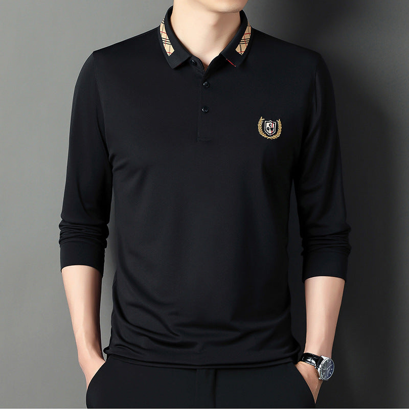 Dad Autumn Long-sleeved T-shirt With Lapel Base For Middle-aged Man